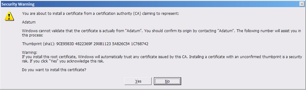 Installation de certificats pour les exemples Windows CardSpace