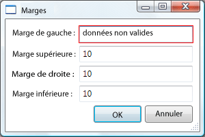 Marge gauche non valide