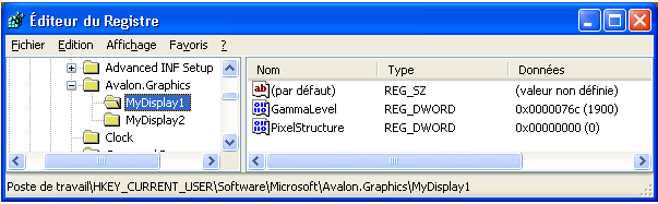 Paramètres ClearType dans l'Éditeur de Registre