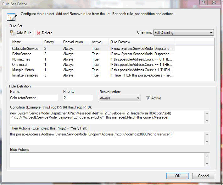 Résultat de l'exemple Rules-Driven WCF Router