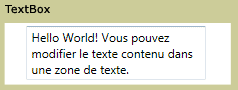 Capture d'écran : TextBox