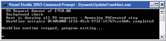 Résultat de l'exemple Dynamic Update from Host