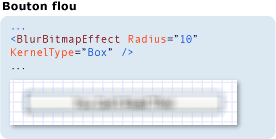 Capture d'écran : bouton rendu flou à l'aide de BlurBitmapEffect