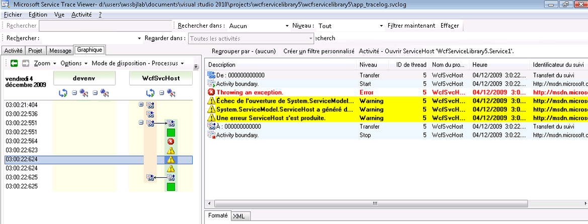 Utilisation du Trace Viewer pour émettre des suivis de code utilisateur