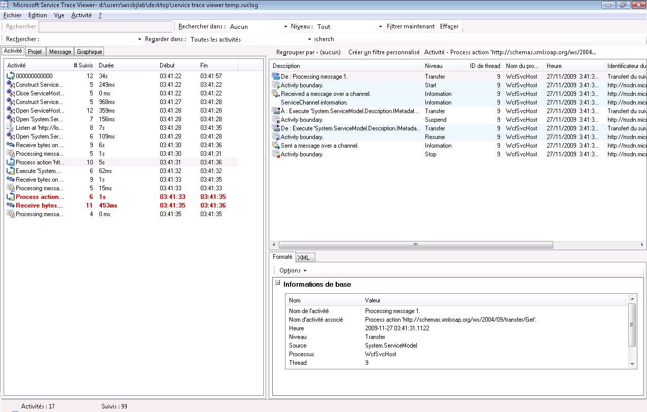 Utilisation du Trace Viewer