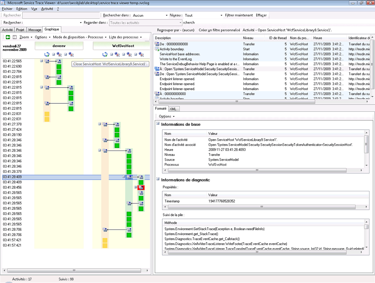 Utilisation du Trace Viewer