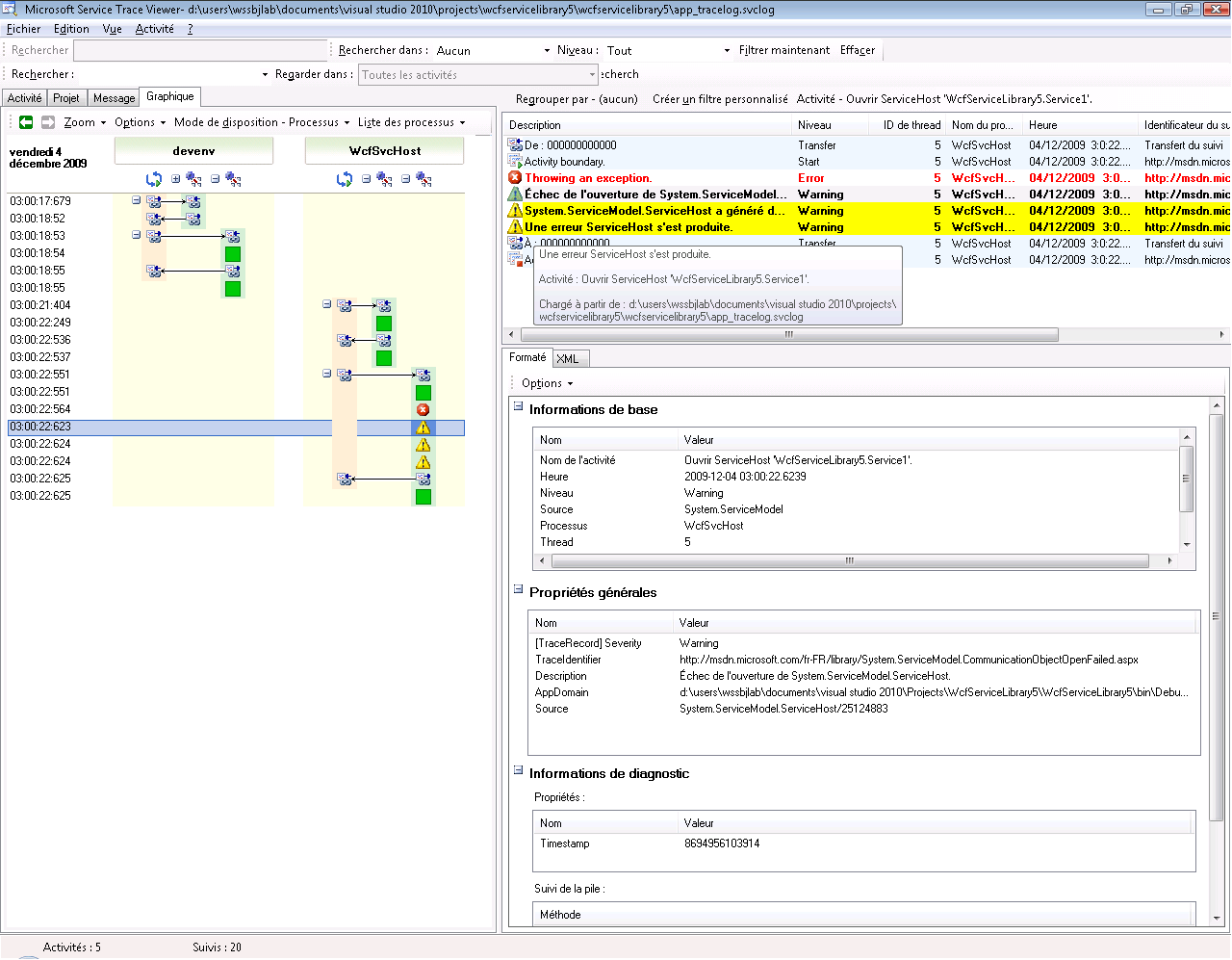 Utilisation du Trace Viewer