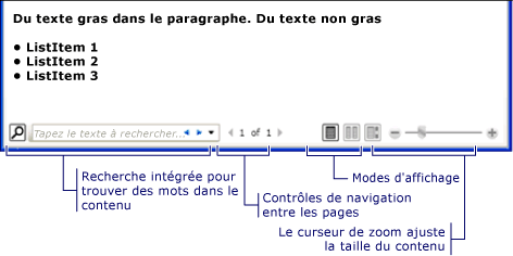 Capture d'écran : exemple d'affichage de FlowDocument