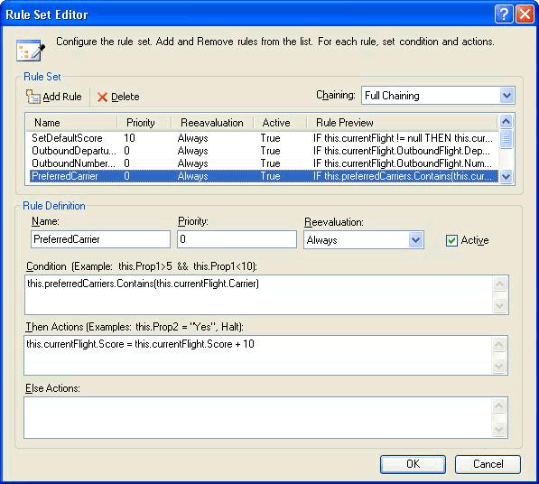 Résultat de l'exemple External RuleSet Toolkit