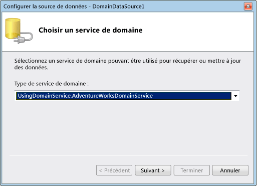 Client de service de domaine ASP.NET : Choisir un service de domaine