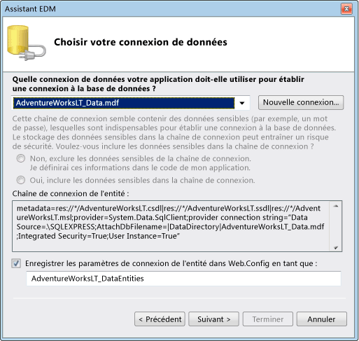 Client de service de domaine ASP.NET : Choisir une connexion aux données