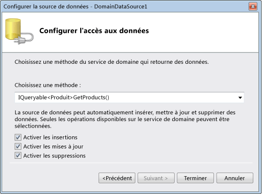 Client de service de domaine ASP.NET : Choisir un accès au domaine