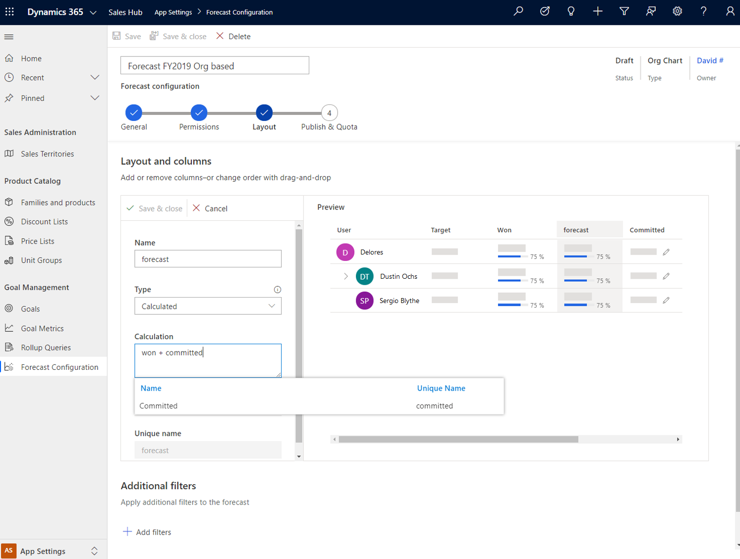 Configure the forecast to meet business needs