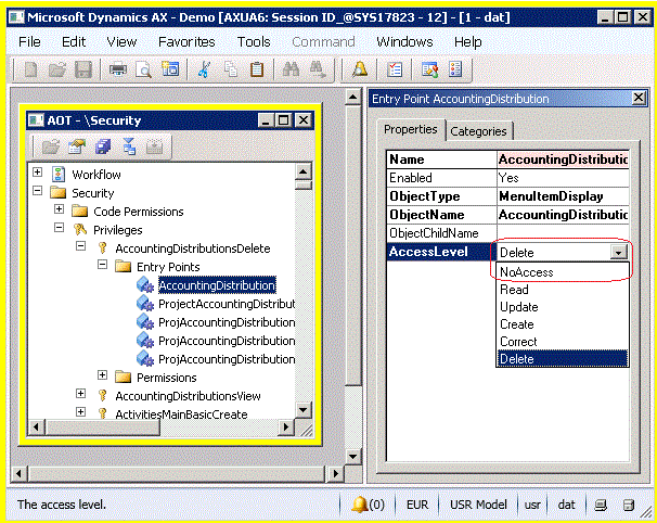 The assignment of privileges from eligible permiss