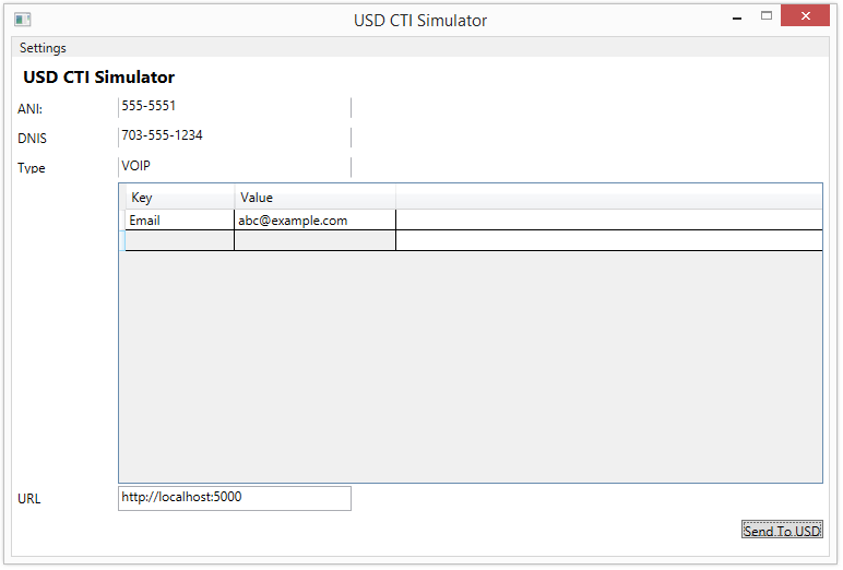 Simulateur CTI d'Unified Service Desk