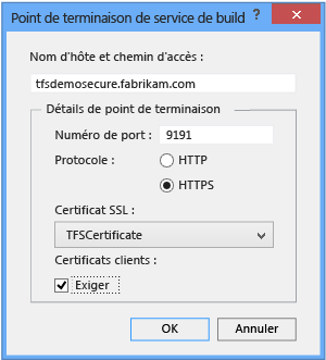 S'assurer que les détails de configuration correspondent