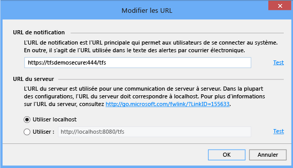 Spécifier HTTPS, le serveur et le port dans l'adresse