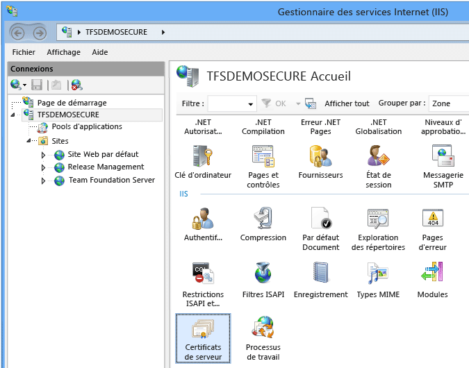 Ouvrez le Gestionnaire des services IIS et demandez un certificat