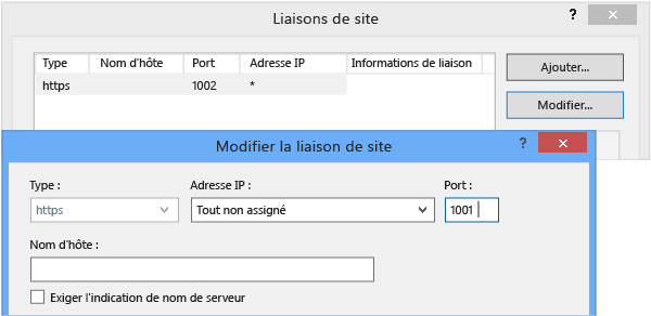 Modifier le port temporaire