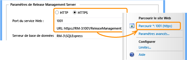 Le port dans IIS correspond au port sur le serveur