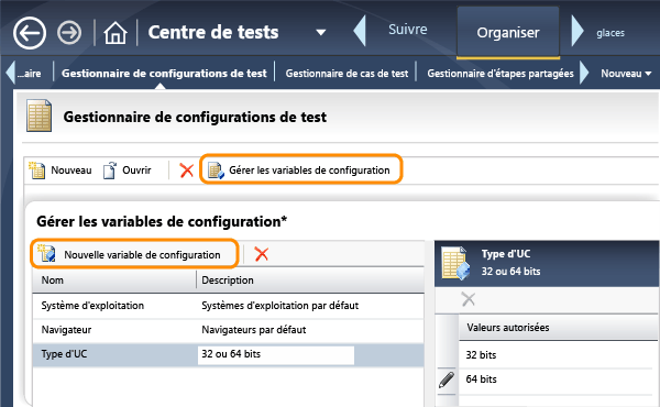 Définir les variables et les valeurs de configuration.