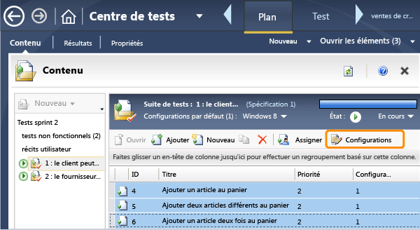 Affecter des configurations aux points de test.