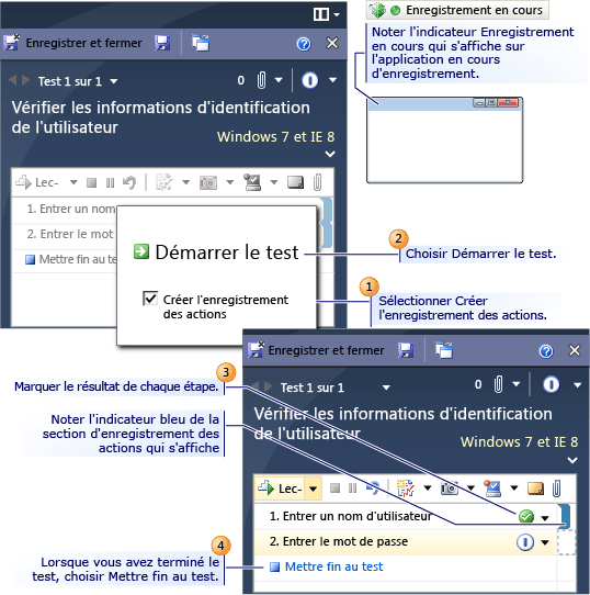 Création d'un enregistrement des actions dans Test Runner