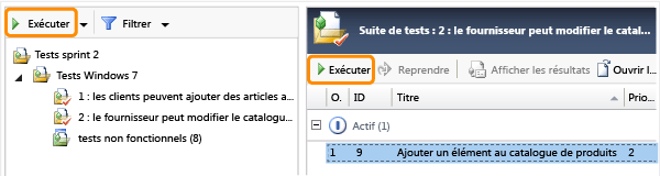 Démarrer le test dans Microsoft Test Manager.