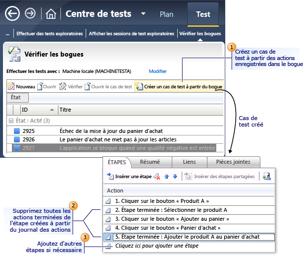 Créer un cas de test à partir d'un bogue