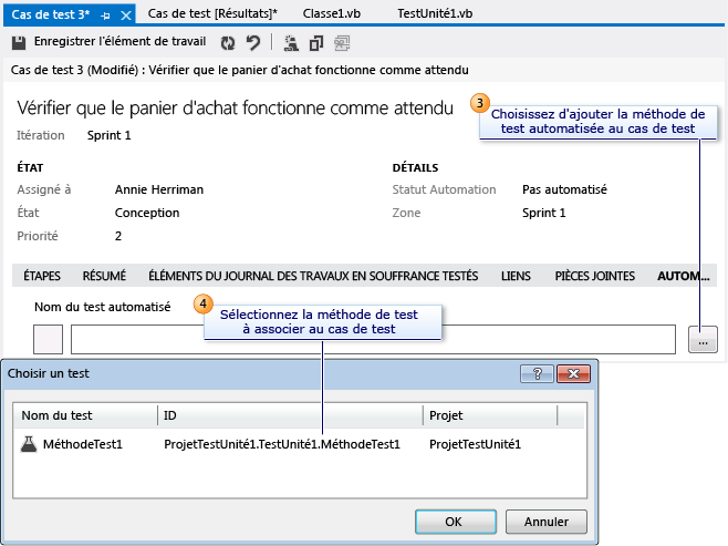 Associer l'automation au cas de test