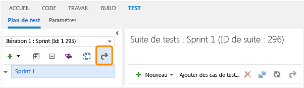 Dans le Hub test, cliquez sur Ouvrir le plan de test