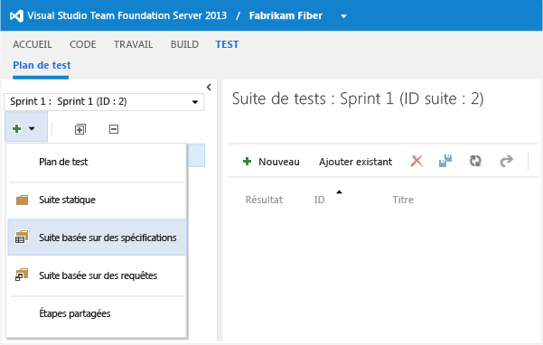 Nouveau bouton dans le volet Explorateur de plan de test