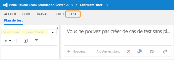 Choisir le concentrateur de test à partir de Team System Web Access