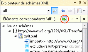 Résultat de la recherche de l'Explorateur de schémas XML