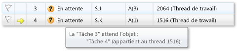 2 tâches en attente dans la fenêtre Tâches parallèles