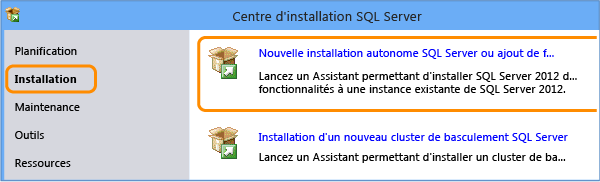 Nouvelle installation de SQL Server