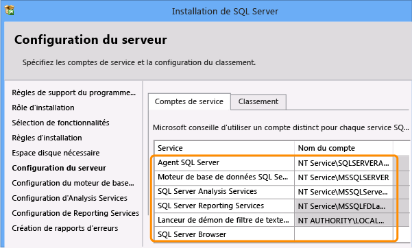 Configuration du serveur