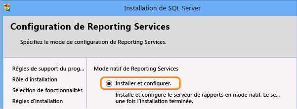 Configuration du composant Reporting Services