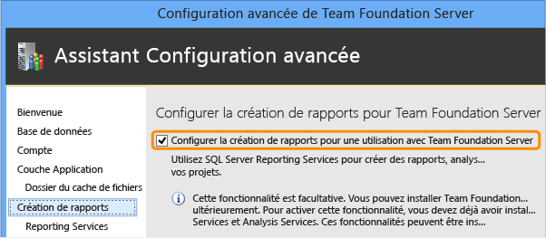 Choisir de configurer la création de rapports