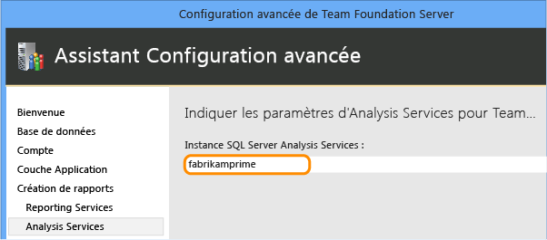 Spécifier l'instance d'Analysis Services