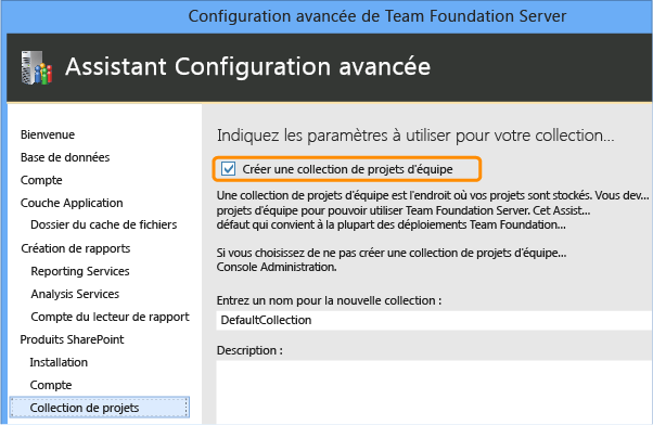 Créer une collection de projets d'équipe