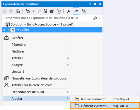 Ajouter le fichier du modèle de processus de build au projet