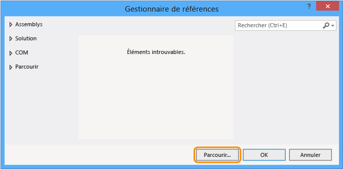 Boîte de dialogue Gestionnaire de références