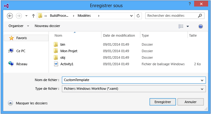 Boîte de dialogue Enregistrer sous
