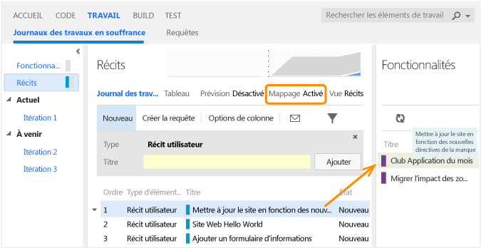 Mapper un récit utilisateur à une fonctionnalité