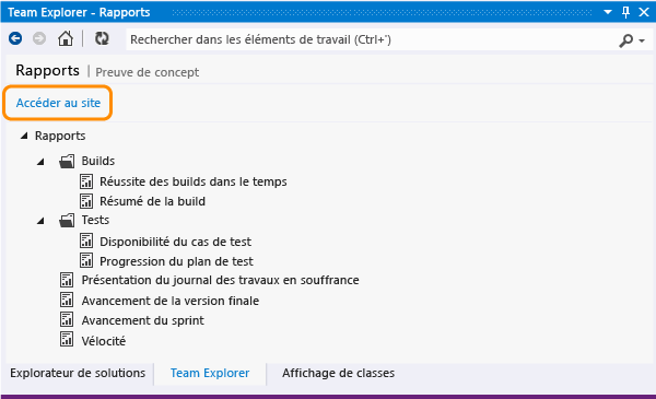 Ouvrir le site de rapports du projet d'équipe