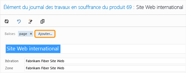 Ajouter une ou plusieurs balises à un élément de travail