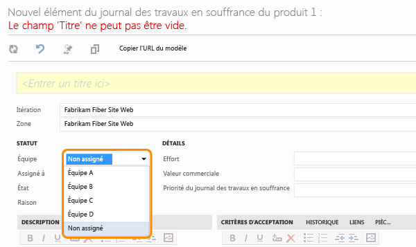 Ouvrir PBI et confirmer le champ d'équipe