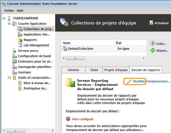 Modifier l'emplacement du dossier pour démarrer la configuration