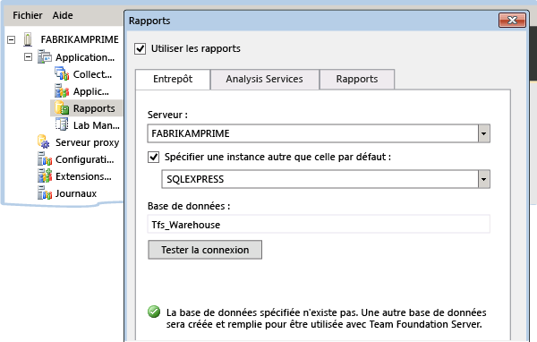 Utiliser le nom par défaut pour la base de données